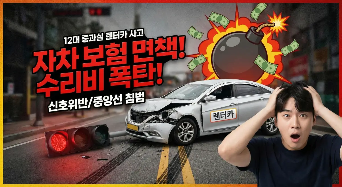 12대 중과실 렌터카 사고, 자차 면책 폭탄 사례