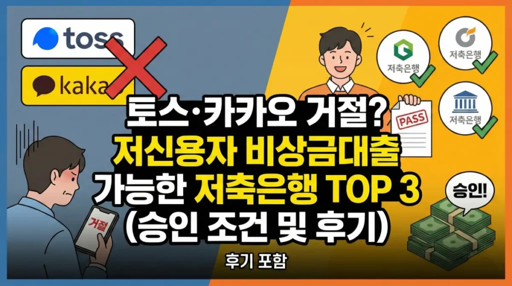 저신용자 비상금대출 가능한 저축은행 Top 3