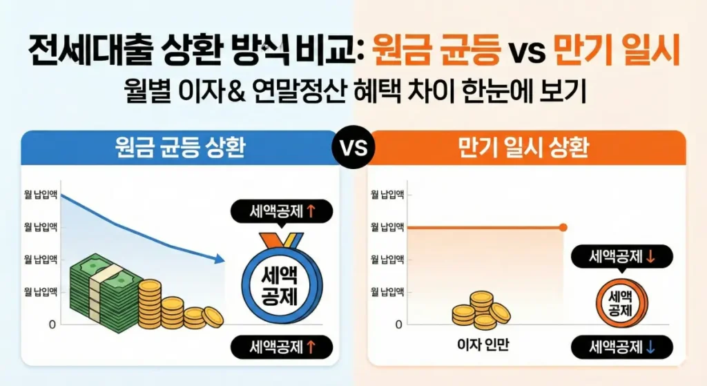 전세대출 상환 방식 비교: 원금균등상환 vs 만기일시상환